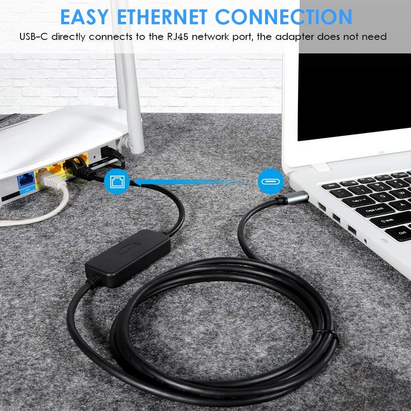 Moyina USB C to RJ45 Gigabit Ethernet Cable for MacBook Thunderbolt 3/Type-C, Windows, Chromebook, Surface Pro, Linux, Android Directly Connected to Switch, Router, Modem - Image 2